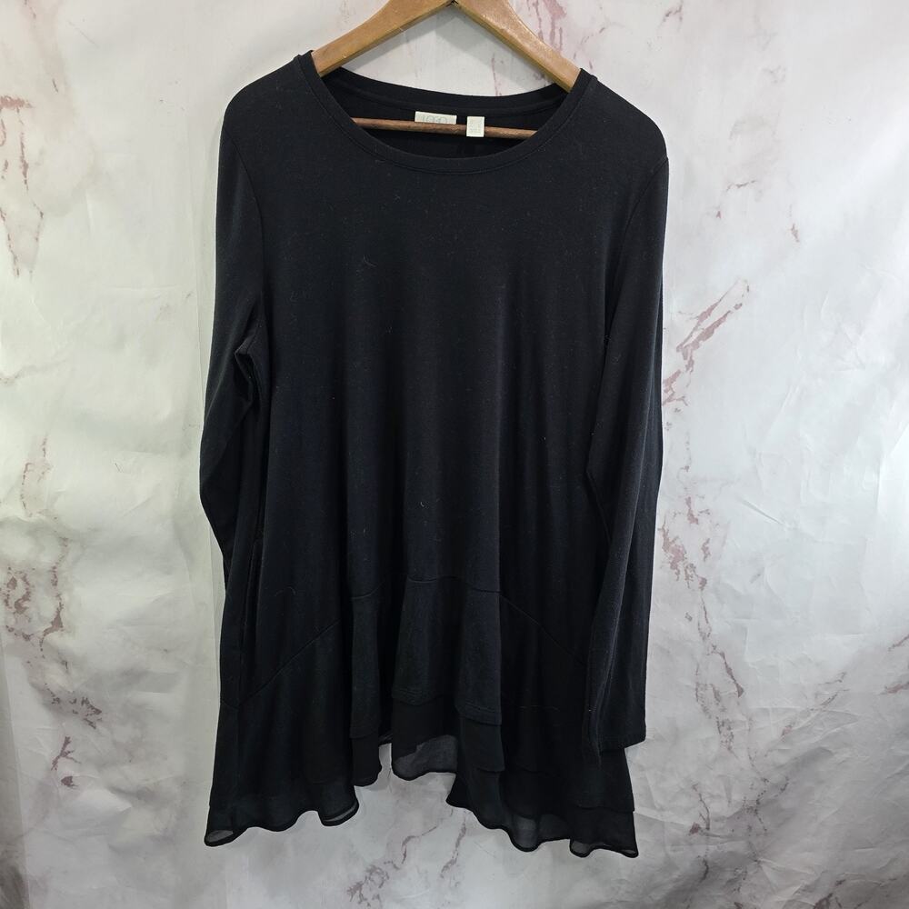 Logo by Lori Goldstein T Shirt Womens Large Black Long Sleeve Blouse Layered